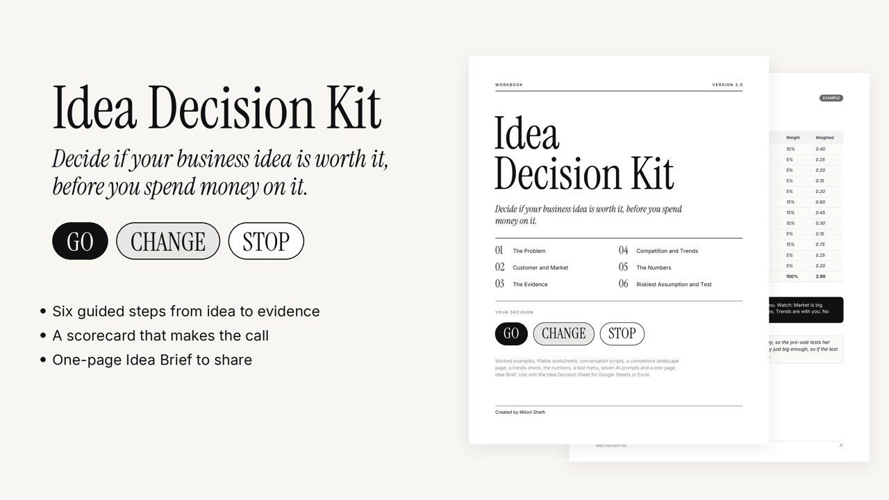 Idea Decision Kit workbook cover